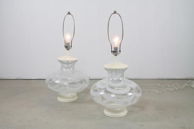 1970s Bulbous Italian Glass Table Lamps