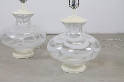 1970s Bulbous Italian Glass Table Lamps