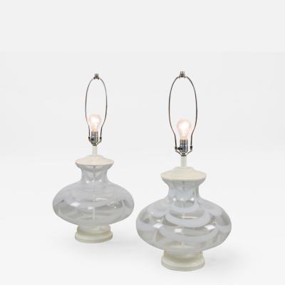 1970s Bulbous Italian Glass Table Lamps