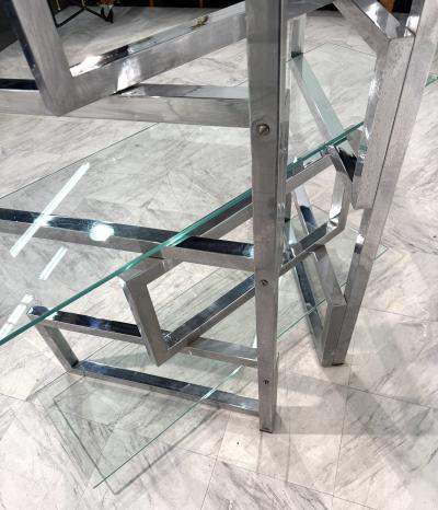 1970s Chrome Glass Geometric tag re Bookshelf