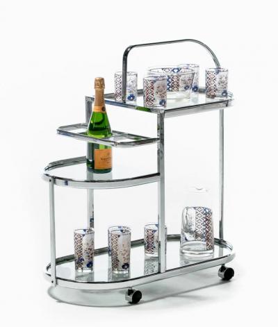 1970s Chrome Modernist Three Tier Bar Cart