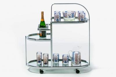 1970s Chrome Modernist Three Tier Bar Cart