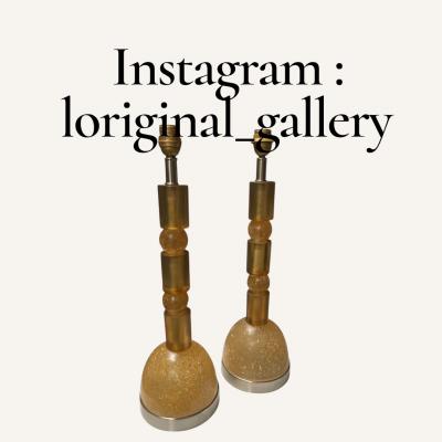 1970s Crushed ice table lamp by Marie Claude de Fouqui res