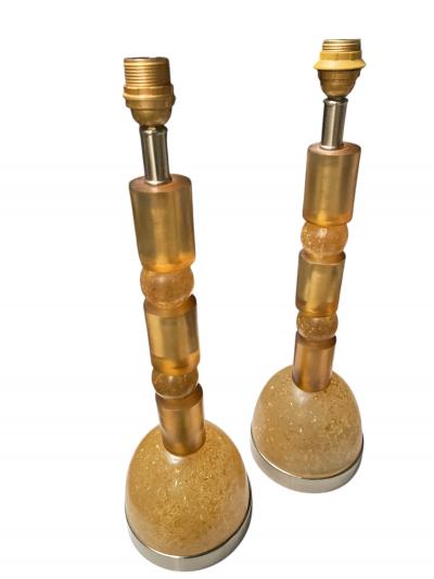 1970s Crushed ice table lamp by Marie Claude de Fouqui res