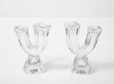 1970s Daum France Crystal Glass Candle Holders
