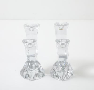 1970s Daum France Crystal Glass Candle Holders