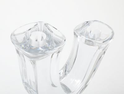 1970s Daum France Crystal Glass Candle Holders