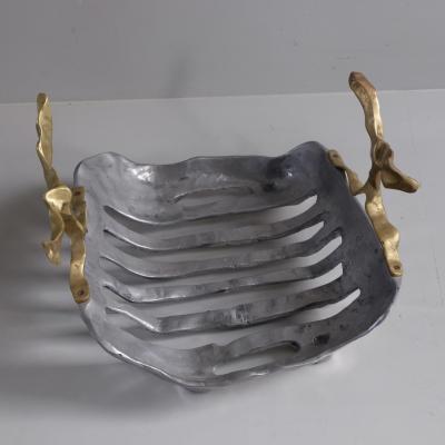 1970s David Marshall Cast Aluminium and Brass Log Basket Spain