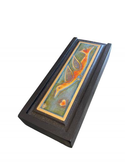 1970s Decorative etched brass table box by Jean Pierre Chevalier