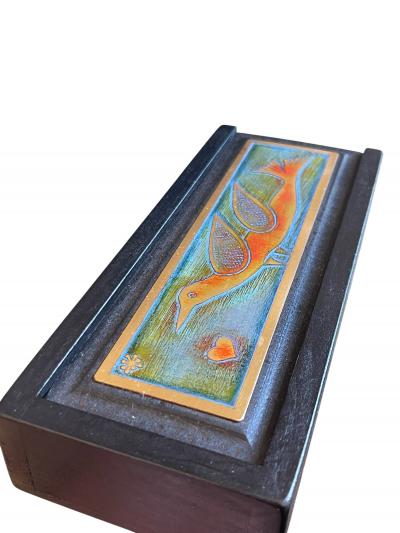 1970s Decorative etched brass table box by Jean Pierre Chevalier