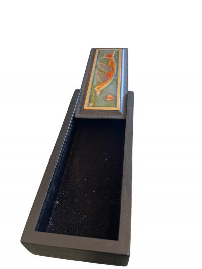 1970s Decorative etched brass table box by Jean Pierre Chevalier