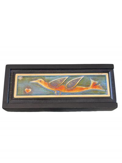 1970s Decorative etched brass table box by Jean Pierre Chevalier