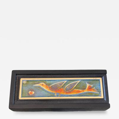 1970s Decorative etched brass table box by Jean Pierre Chevalier