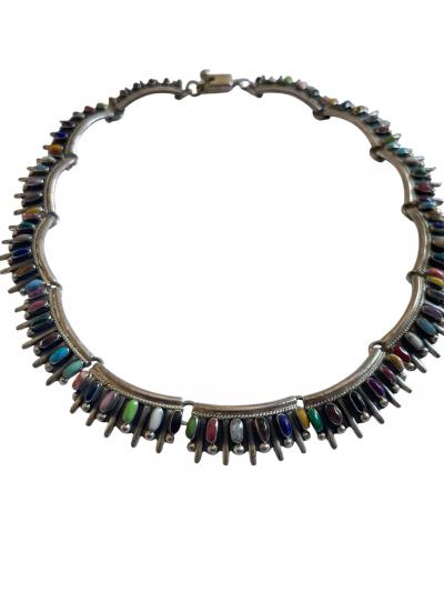 1970s Enamel and silver necklace