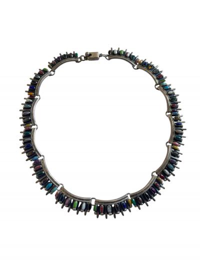 1970s Enamel and silver necklace
