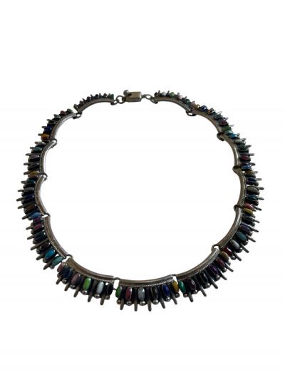 1970s Enamel and silver necklace