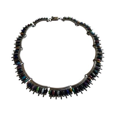 1970s Enamel and silver necklace