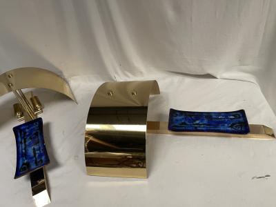 1970s Enameled and brass sculptural sconces