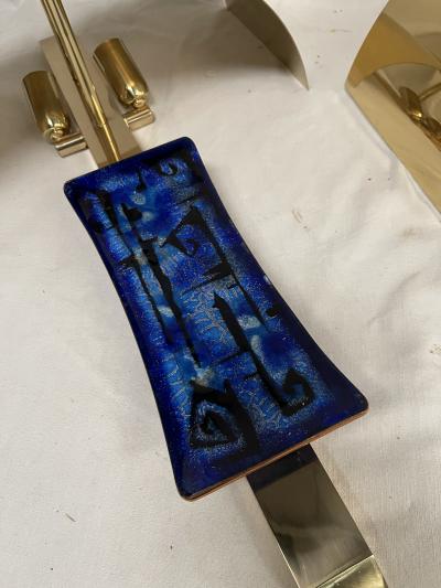 1970s Enameled and brass sculptural sconces