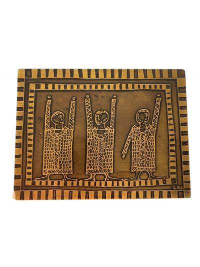 1970s Etched brass d corative box by Jean Pierre Chevalier