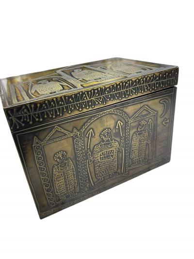 1970s Etched brass decorative box By Jean Paul Chevalier