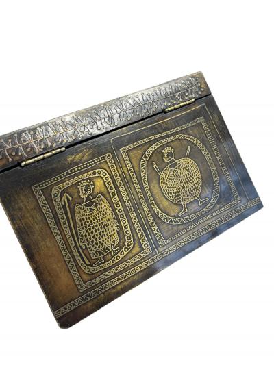 1970s Etched brass decorative box By Jean Paul Chevalier
