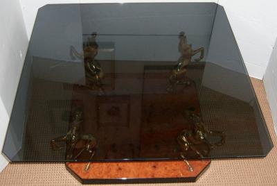 1970s French Brass Stallion Cocktail or Coffee Table