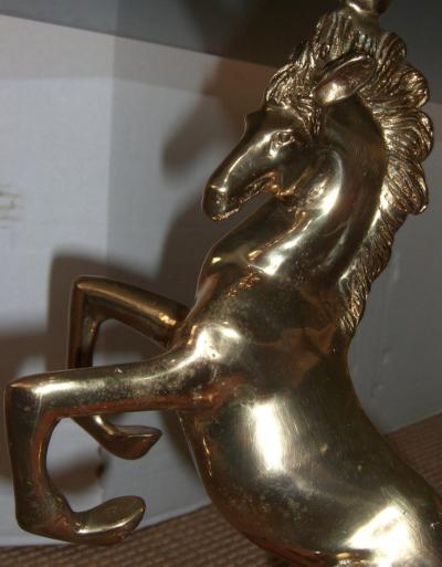1970s French Brass Stallion Cocktail or Coffee Table