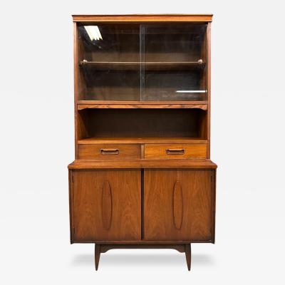 1970s Garrison Mid Century Walnut 2 Door China Cabinet