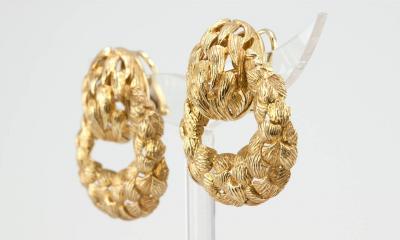 1970s Gold Door Knocker Earrings