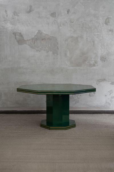 1970s Green Lacquered Wood Dining Set