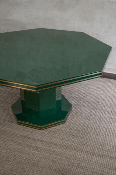 1970s Green Lacquered Wood Dining Set