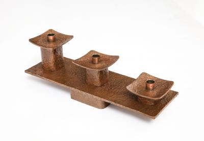 1970s Hammered Copper Moidernist Candle Holder