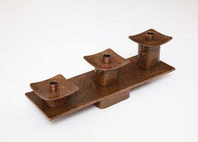 1970s Hammered Copper Moidernist Candle Holder