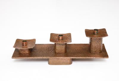 1970s Hammered Copper Moidernist Candle Holder