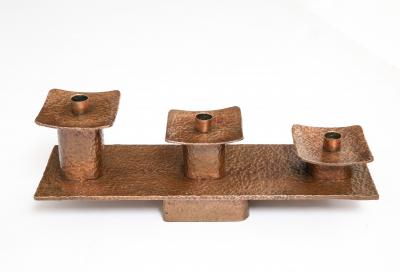 1970s Hammered Copper Moidernist Candle Holder