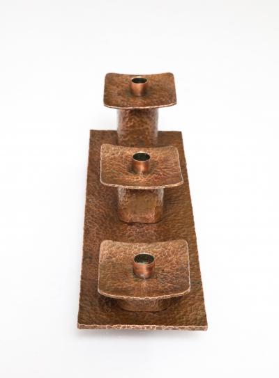 1970s Hammered Copper Moidernist Candle Holder