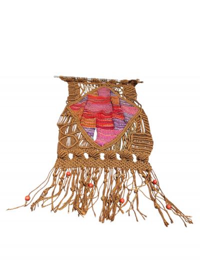 1970s Hand made one of a kind wool and rope tapestry