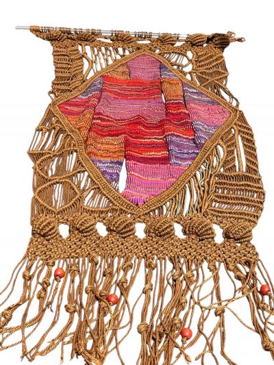 1970s Hand made one of a kind wool and rope tapestry
