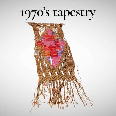 1970s Hand made one of a kind wool and rope tapestry