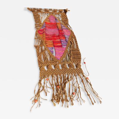 1970s Hand made one of a kind wool and rope tapestry