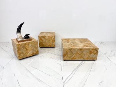 1970s Herringbone Onyx Pedestal Cocktail Tables A Pair