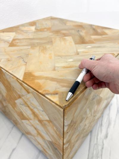 1970s Herringbone Onyx Pedestal Cocktail Tables A Pair