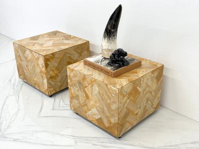 1970s Herringbone Onyx Pedestal Cocktail Tables A Pair