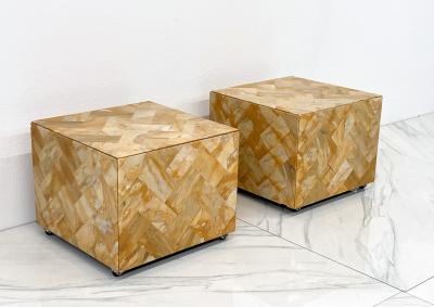1970s Herringbone Onyx Pedestal Cocktail Tables A Pair
