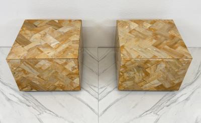 1970s Herringbone Onyx Pedestal Cocktail Tables A Pair