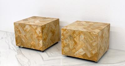 1970s Herringbone Onyx Pedestal Cocktail Tables A Pair