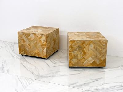 1970s Herringbone Onyx Pedestal Cocktail Tables A Pair