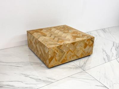 1970s Herringbone Onyx Pedestal Coffee Table