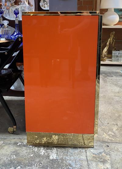 1970s Italian Art Deco Orange Cabinet Credenza